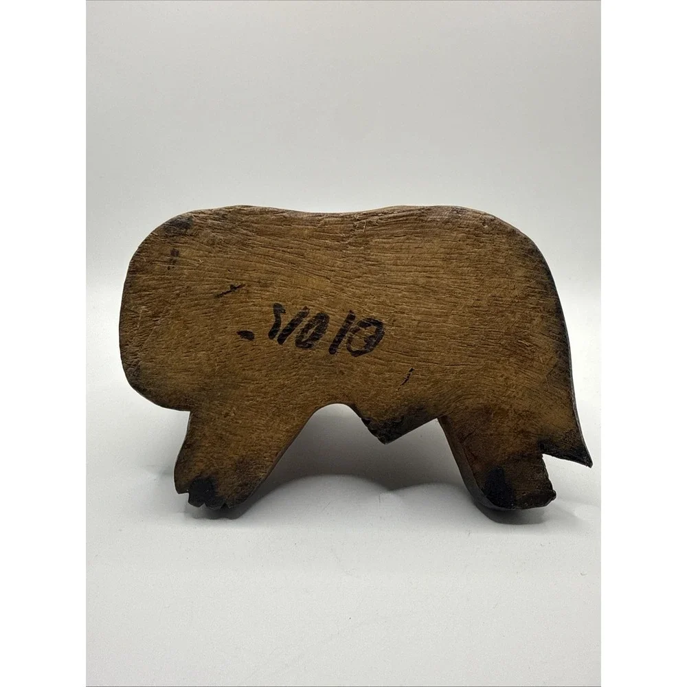 Black Brown Hand Carved Wood Yawning Cat Figurine Sculpture Thailand Kitty 6x4